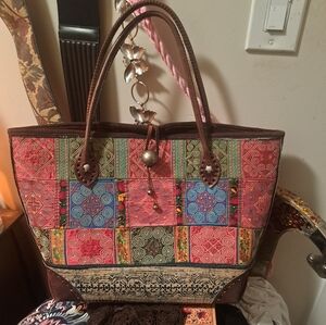 Gypsy Leather And Patchwork Embroidered Hobo Bag